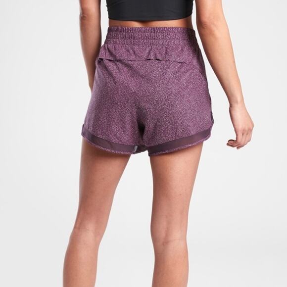 ATHLETA Printed Mesh Racer Run Short 4” Extra Extra Small Purple XXS Gym Fitness - Picture 3 of 12